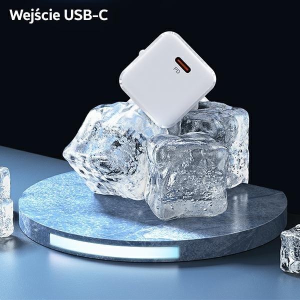 USAMS Lad. nätverk. 1xUSB-C T45 mini 30W (endast huvud) PD3.0 Snabbladdning vit/vit CC148TC02 (US-CC148)