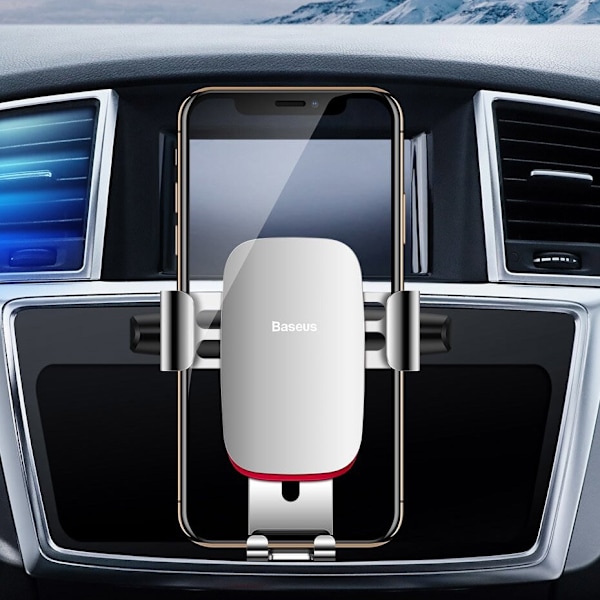 Baseus Metal Age Gravity Car Mount metall bil gravity mount for CD-spor sølv (SUYL-J0S)