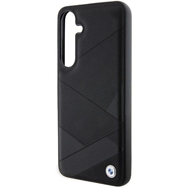 BMW Signature Leather Crossing Lines Pattern Model Veske til Samsung Galaxy S24+ - Svart