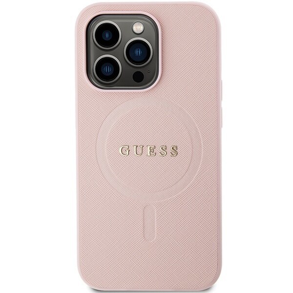 Guess GUHMP14LPSAHMCP-deksel til iPhone 14 Pro - rosa Saffiano MagSafe