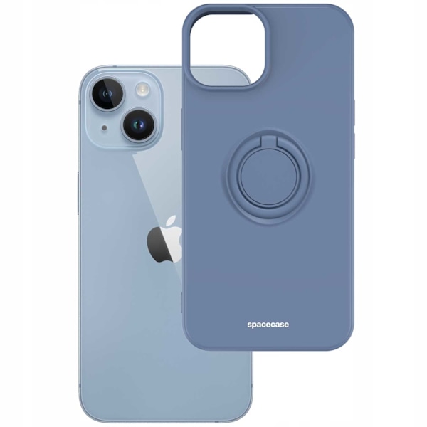 Spacecase Silikon Case Ring För Iphone 14 Blåt Telefonsskydd