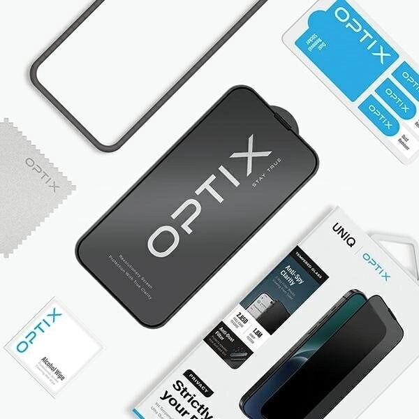 UNIQ OPTIX PRIVACY HÆRDET GLAS PRIVACY TIL IPHONE 15 PLUS / 14 PRO MAX MED APPLIKATOR