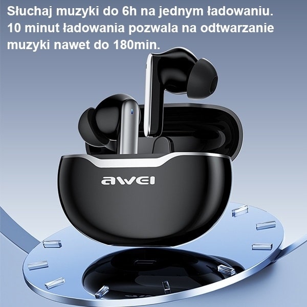 AWEI Bluetooth 5.3 T50 TWS hörlurar + dockningsstation svart/svart