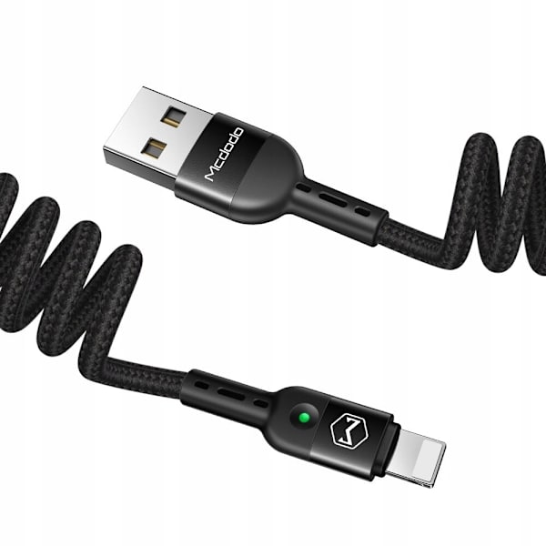 MCDODO USB LYN SPIRAL FJÄDER KABEL SNABB IPHONE 14 LED 2M