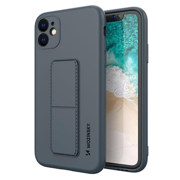 Wozinsky Kickstand Case silikondeksel med stativ for iPhone 12 marineblå