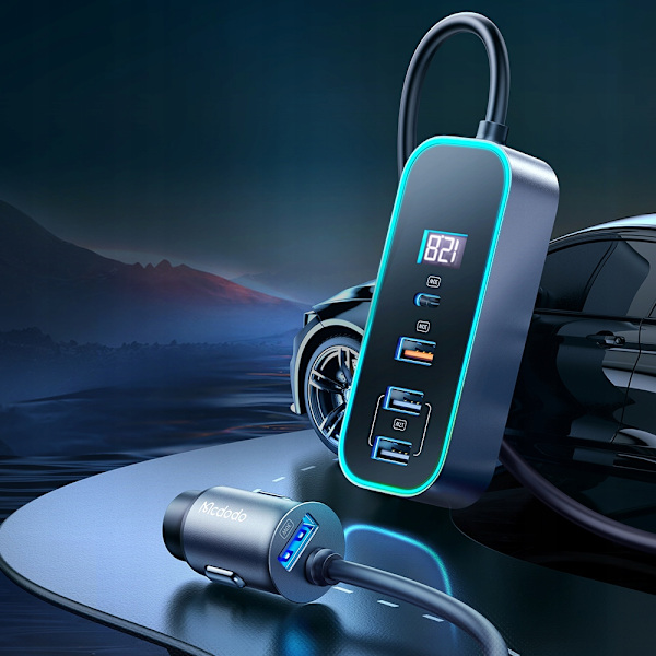 MCDODO BILLADDARE USB/USB-C SNABBLADDNING PD 107W LED CLIP