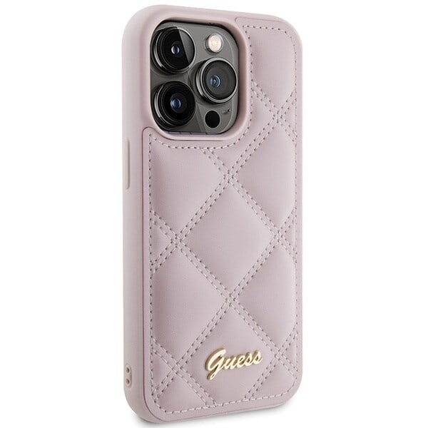 Guess Quilted Metal Logo Deksel til iPhone 15 Pro Max - Rosa