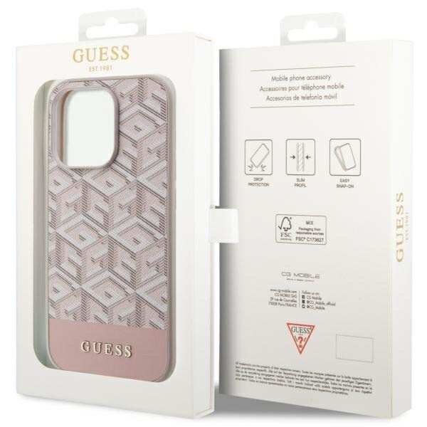 Guess GCube Stripes MagSafe GUHMP14LHGCFSEP-deksel til iPhone 14 Pro - rosa