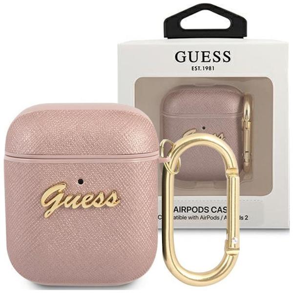 Gjett GUA2SASMP AirPods Cover Pink/Pink Saffiano Script Metal Collection
