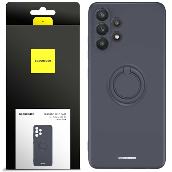 Spacecase Silikonecase Ring För Samsung Galaxy A32 4G Svart