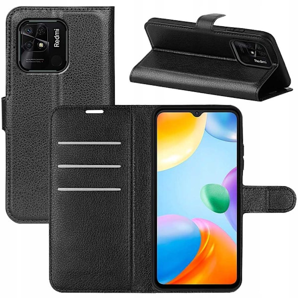 Litchi Case Cover Till Xiaomi Redmi 10C Poco C40 Svart