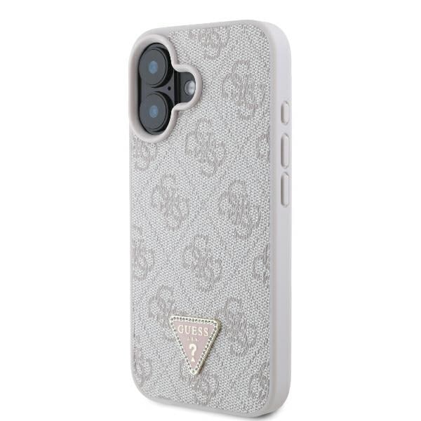 Guess GUHCP16SP4TDSCPP iPhone 16 6,1" rosa/rosa hårdfodral Läder Metall Logotyp Strass Crossbody