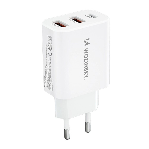 Wozinsky CWCUCW 30W USB-C / 2 x USB-A vegglader - hvit