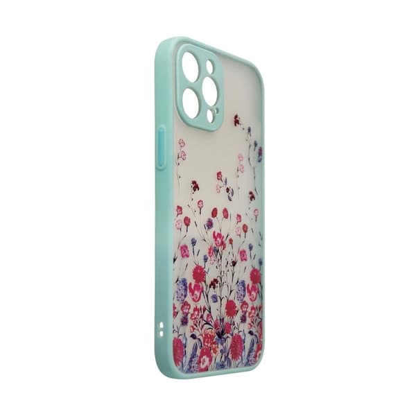 Designetui til iPhone 13 Pro, blått blomsterskall