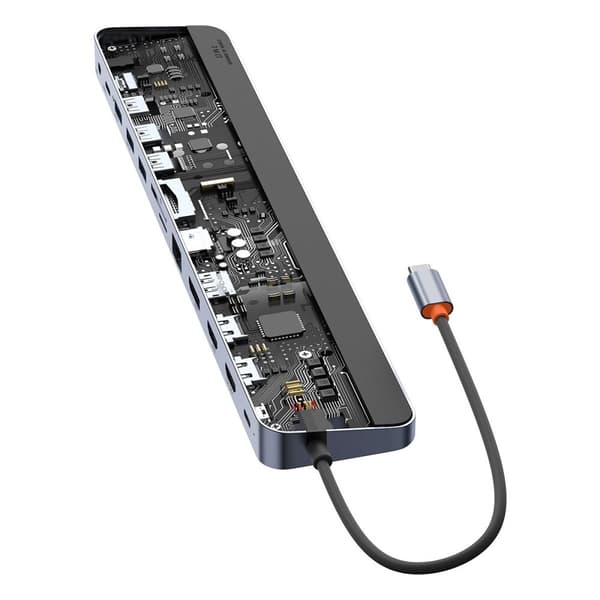 BASEUS UNIVERSAL USB HUB 12I1 + USBC KABEL 25CM NOTEBOOK STATIV GRÅ