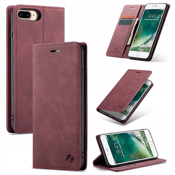 Spacecase Fodral För Iphone 7 8 Plus Sc Plånbok Röd