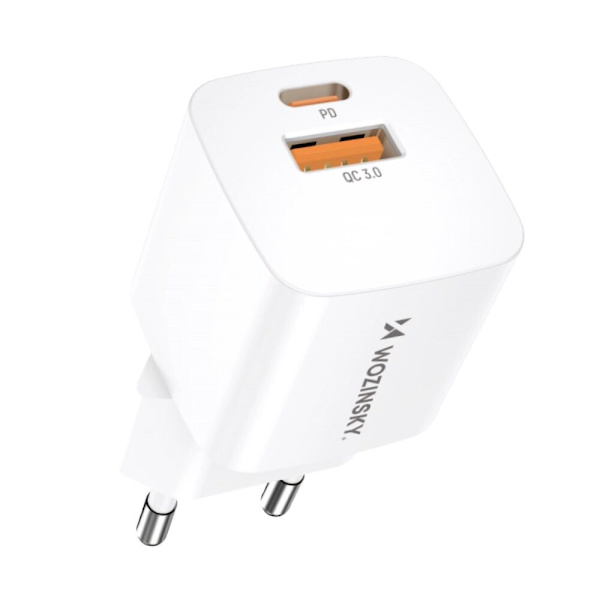 Wozinsky CMWCW 20W USB-C / USB-A vegglader - hvit
