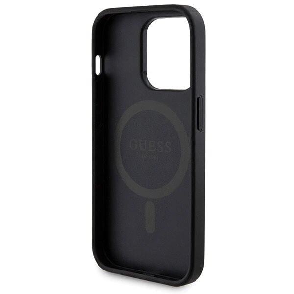Guess 4G metalllogo-sett for iPhone 14 Pro Max + 5000mAh MagSafe Powerbank - svart