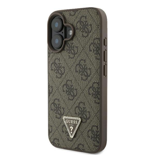 Guess GUHCP16SP4TDSCPW iPhone 16 6,1" brunt/brunt hårdfodral Läder Metall Logotyp Strass Crossbody