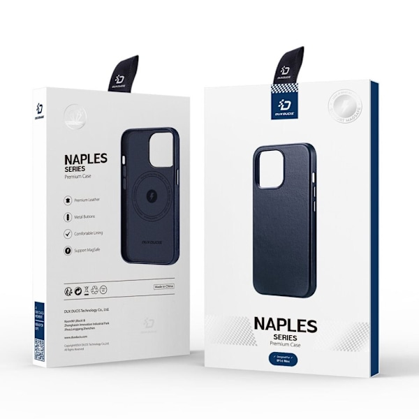 Dux Ducis Naples beskyttelsesdeksel til iPhone 14 Plus magnetisk skinnveske MagSafe blå