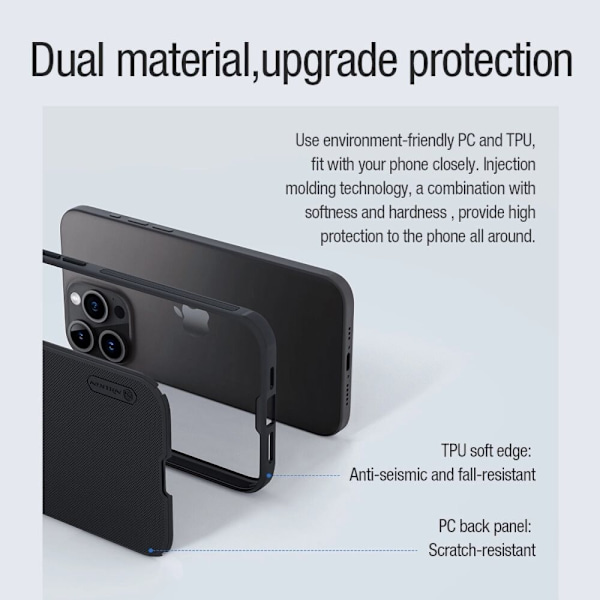 Nillkin Super Frosted Shield Pro magnetisk deksel til iPhone 15 Pro Max - svart