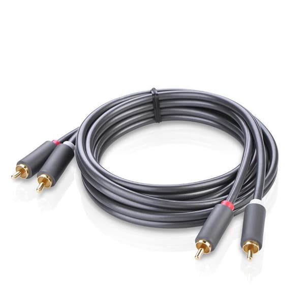 UGREEN AV104 10518 LYDKABEL 2RCA (HAN) / 2RCA (HAN) 2M - GRÅ