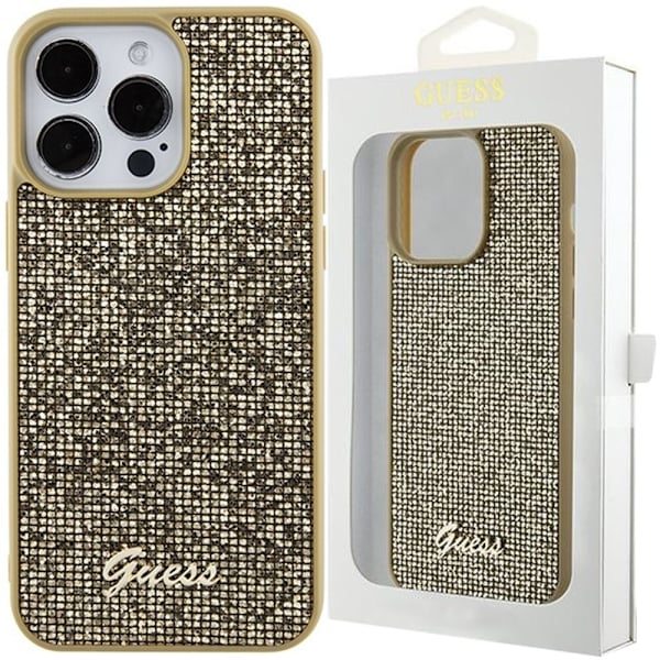 Guess Disco Metal Script-deksel til iPhone 15 Pro Max - Gull