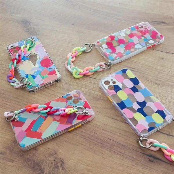 COLOUR CHAIN CASE GEL FLEXIBLE CASE MED CHAIN CHARM TIL XIAOMI REDMI NOTE 10 5G MULTICOLOR (2)