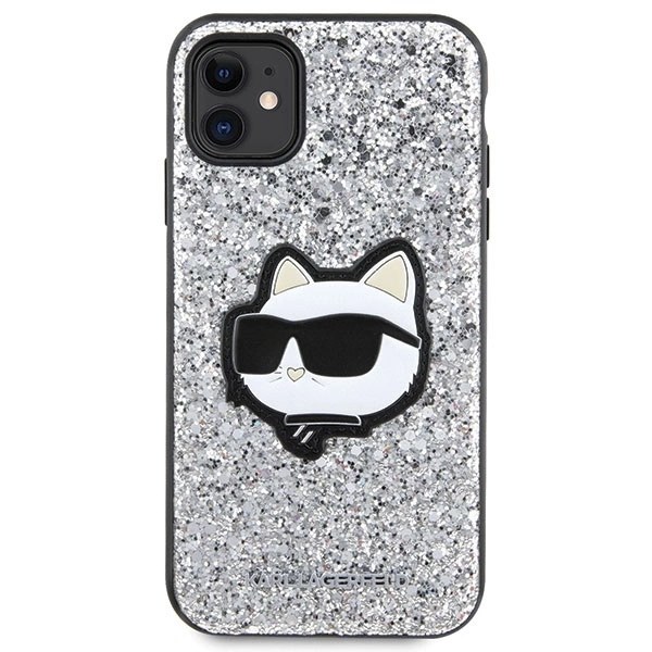 KARL LAGERFELD GLITTER CHOUPETTE PATCH COVER TIL IPHONE 11 / XR - SØLV