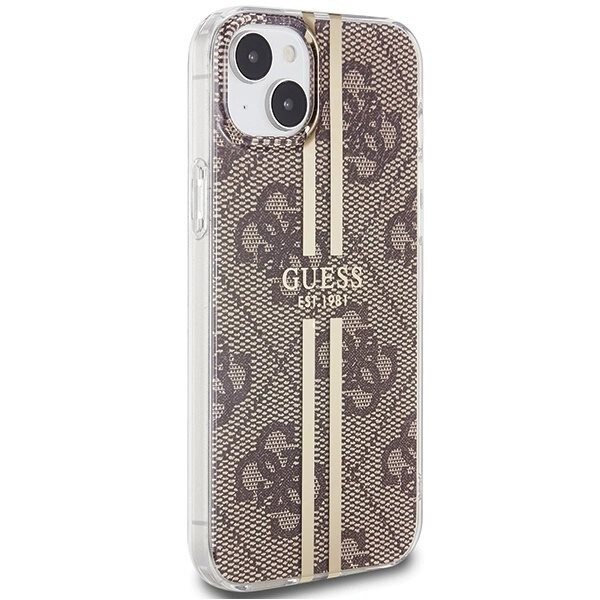 Guess IML 4G Gold Stripe-deksel til iPhone 15 Plus / 14 Plus - brun
