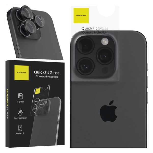 Spacecase Härdat Glas Quickfit-Kamera För Iphone 16 Pro Max Black