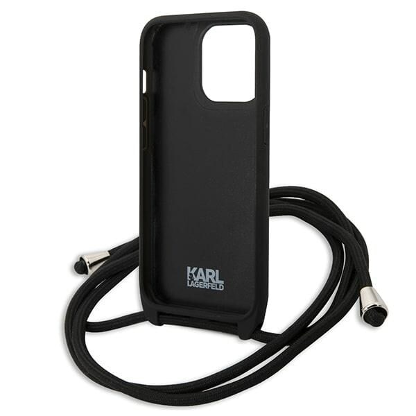 Karl Lagerfeld KLHCP13LCMNIPK iPhone 13 Pro / 13 6,1" hårdfodral svart/svart Läder Monogram Patch och sladd Iconik