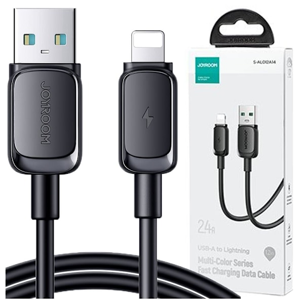 Lightning - USB 2.4A 2m kabel Joyroom S-AL012A14 - svart