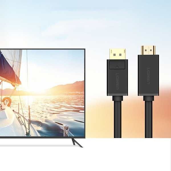 Grønn enveis DisplayPort til HDMI-kabel 4K 30 Hz 32 AWG 1,5 m Svart (DP101 10239)