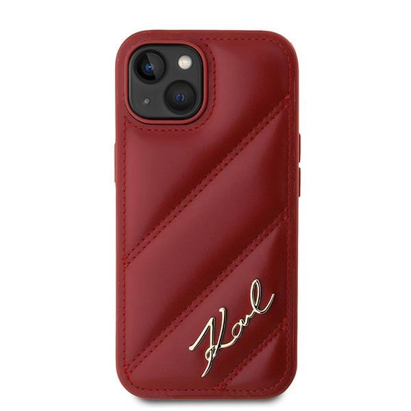 KARL LAGERFELD DIAGONAL QUILTED SCRIPT COVER TIL IPHONE 15 / 14 / 13 - RØD
