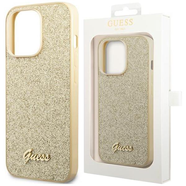 GUESS GUHCP14LHGGSHD IPHONE 14 PRO 6.1 GULD/GULD HÅRDT ETUI GLITTER SCRIPT