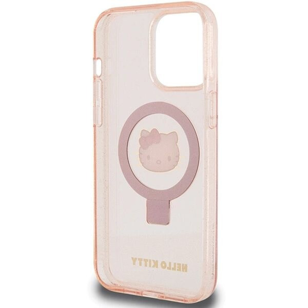 Hello Kitty Ring Stativ Glitter Electrop Logo MagSafe Deksel til iPhone 15 Pro Max - Rosa