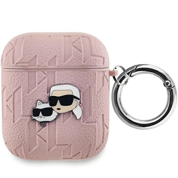 Karl Lagerfeld Monogram Karl & Choupette hodeveske for AirPods 1/2 - Rosa