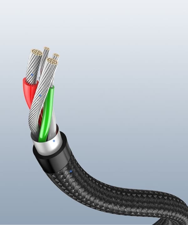Grønn vinklet kabel USB - USB Type C 1m 3A grå (50941)