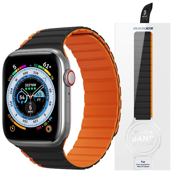 Magnetisk Apple Watch SE 8, 7, 6, 5, 4, 3, 2, 1 (41, 40, 38 mm) Dux Ducis-bånd (LD-versjon) – svart og oransje