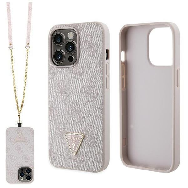 Guess GUHCP13XP4TDSCPP-deksel til iPhone 13 Pro Max 6.7 - Rosa Crossbody 4G metalllogo