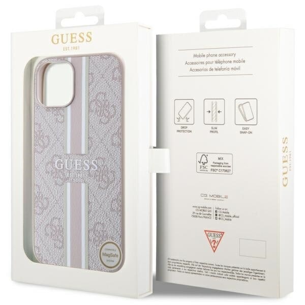 Guess 4G Printed Stripes MagSafe-deksel til iPhone 14 Plus - Rosa