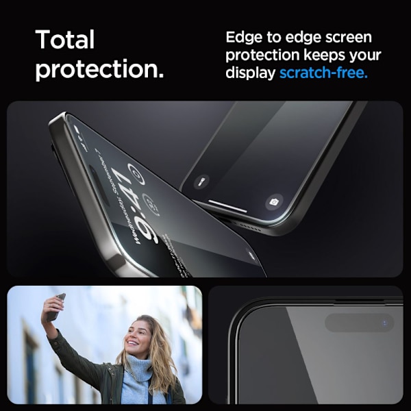 HERDET GLASS SPIGEN GLAS.TR "EZ FIT" FC 2-PACK IPHONE 15 PRO MAX SVART