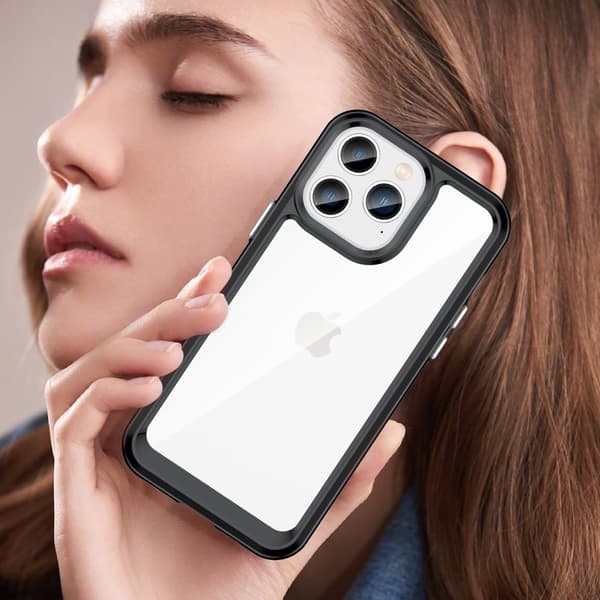 Outer Space Case iPhone 14 Pro hardt deksel med gelramme, svart