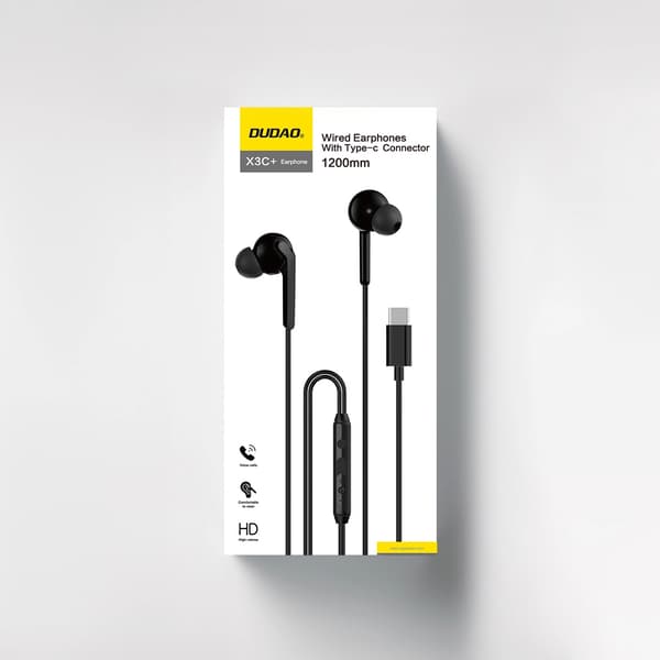 DUDAO X3C+ KABLEDE USB-C IN-EAR HOVEDTELEFONER 1,2M - SORTE