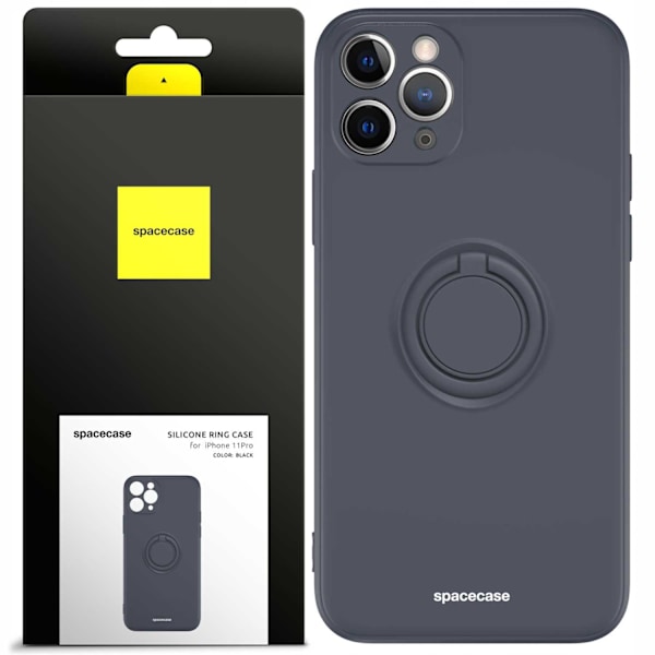 Spacecase Silikon Ring-Fodral För Iphone 11 Pro Svart Skydd