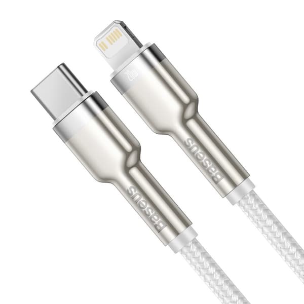Baseus Cafule Series Metal Data USB-C / Lightning 20W PD-kabel 1 m - hvit