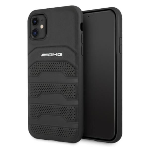 AMG LEATHER DEBOSSED LINES ETUI TIL IPHONE 11 / XR - SORT