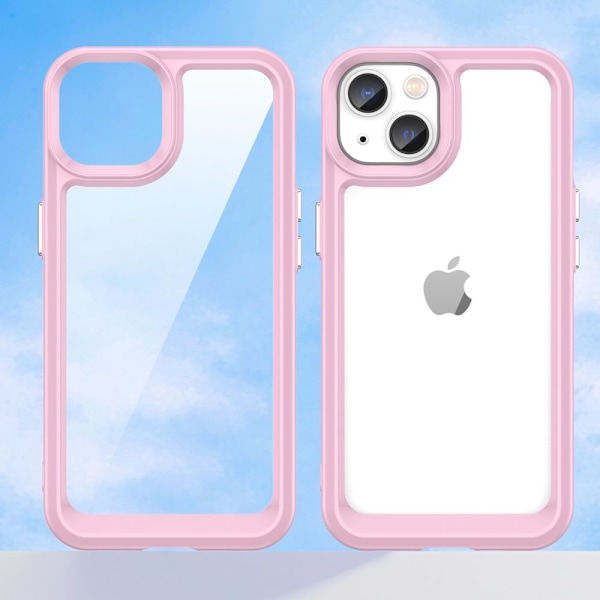 Outer Space Case iPhone 14-deksel, hardt deksel med gelramme, rosa