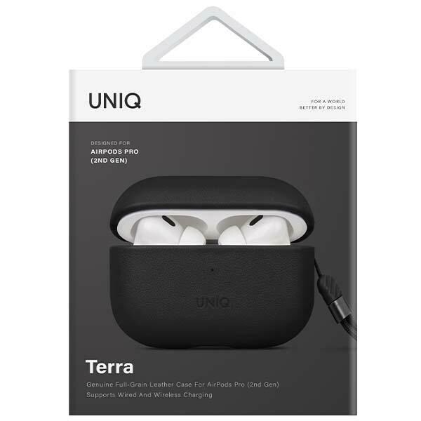 UNIQ veske Terra AirPods Pro 2 ekte skinn svart/Dallas svart